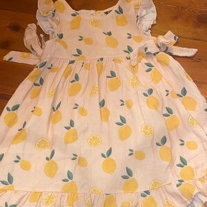 Lemon Print Dress with Ruffle Sleeves